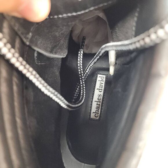 Charles David Size 9 Revolve Oxford Black Suede Lace Up Boots, Women's A - Picture 10 of 10